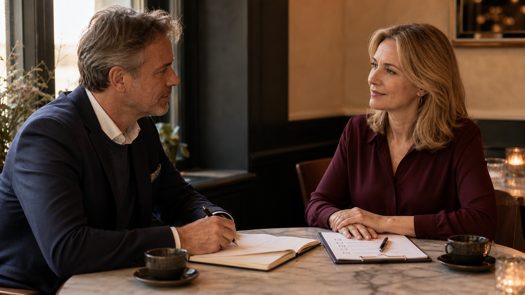 Rustig gesprek over relatiebemiddeling